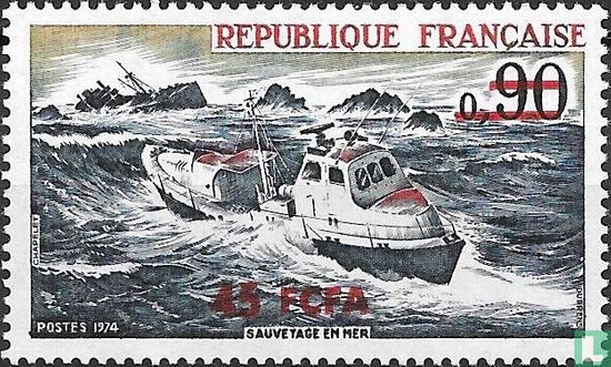 Rescue at sea, with overprint