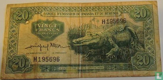 Ruanda-Urundi 20 Francs 1960 - Bild 1