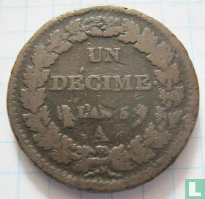 France 1 décime AN 5 (A) - Image 1