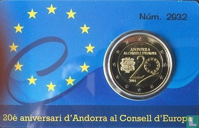Andorra 2 euro 2014 (coincard - PROOF) "20th anniversary Entry of the Principality of Andorra to the Council of Europe" - Image 1