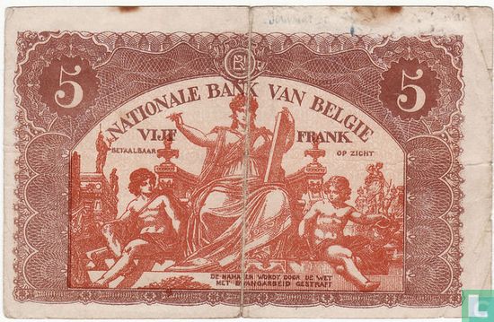 Belgium 5 Francs 1919 - Image 2