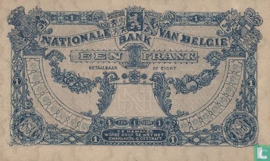 Belgique 1 franc (variante 24.11.1920) - Image 2