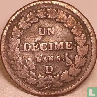 France 1 décime AN ​​5 (D) - Image 1