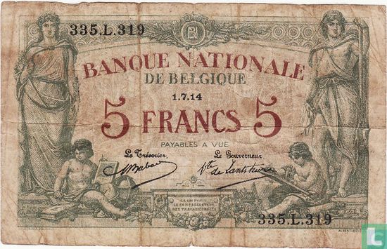 Belgium 5 Francs 1914 - Image 1