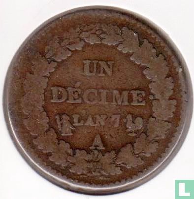 France 1 décime AN 7 (A) - Image 1