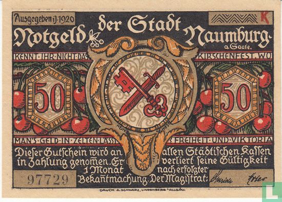 Naumburg 50 Pfennig 1920 (K)  - Afbeelding 1