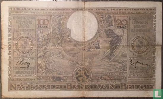 Belgien 100 Franken / 20 Belgas 1938 (29.08) - Bild 2