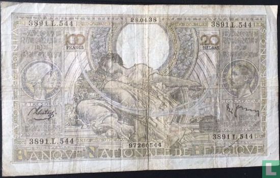Belgique 100 Francs / 20 Belgas 1938 (28.04) - Image 1