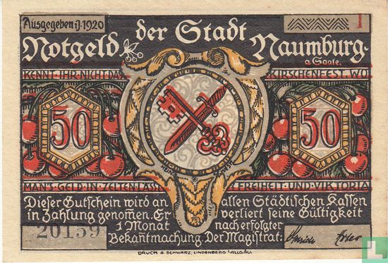 Naumburg 50 Pfennig 1920 (I)  - Afbeelding 1