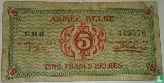 Belgien 5 Franken 1946 - Bild 1