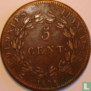 Franse koloniën 5 centimes 1828 - Afbeelding 1