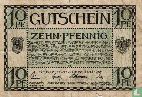 Rendsburg 10 Pfennig 1918 - Afbeelding 1