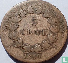 Franse koloniën 5 centimes 1839 - Afbeelding 1