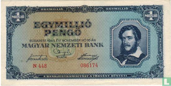 Hungary 1 Million Pengö 1945 - Image 1