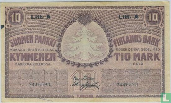 Finlande 10 Markkaa 1909 (1918) - Image 1