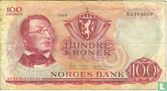Noorwegen 100 Kroner 1969 - Afbeelding 1
