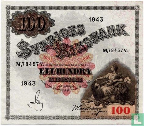 Suède 100 Kronor 1943 - Image 1