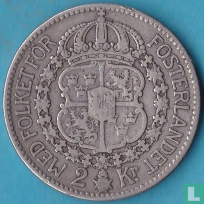 Suède 2 kronor 1910 (W - loin de l'année) - Image 2