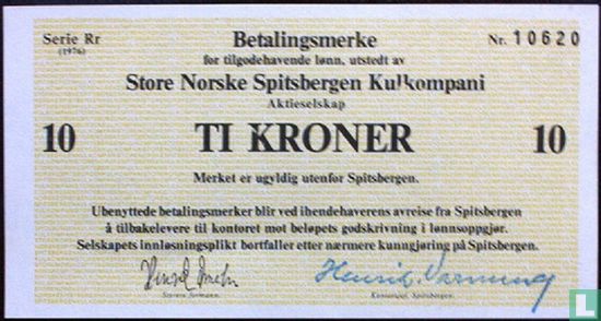Spitsbergen 10 Kroner 1976 - Afbeelding 1