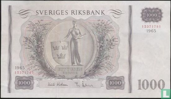 Suède 1.000 Kronor 1965 - Image 1