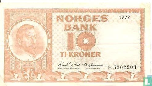 Noorwegen 10 Kroner 1972 - Afbeelding 1