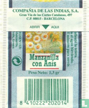 Manzanilla con Anís infusión 10u Compañia de las Indias
