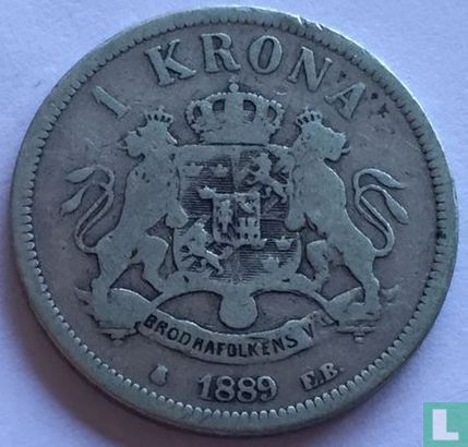 Suède 1 krona 1889 - Image 1
