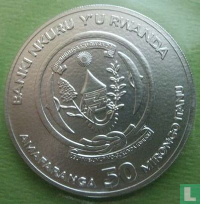 Rwanda 50 francs 2015 (sans marque privy) "Cape buffalo" - Image 2
