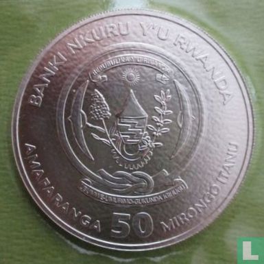 Rwanda 50 francs 2017 (sans marque privy) "Hippopotamus" - Image 2