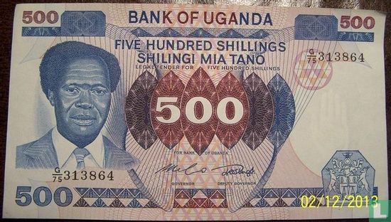 Oeganda 500 Shillings ND (1983) - Afbeelding 1