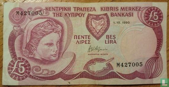 Cyprus 5 Pounds 1990 - Afbeelding 1