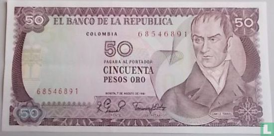 Colombia 50 Pesos Oro 1981 - Afbeelding 1