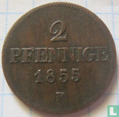 Saksen-Albertine 2 pfennige 1855 - Afbeelding 1