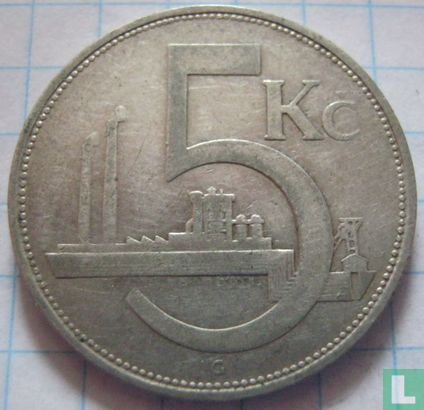 Tsjecho-Slowakije 5 korun 1930 - Afbeelding 2