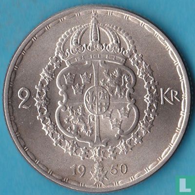 Sweden 2 kronor 1950 (double punched mintmark) - Image 1