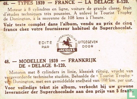 Modellen 1939 - Frankrijk - De "Delage 8-120" - Afbeelding 2