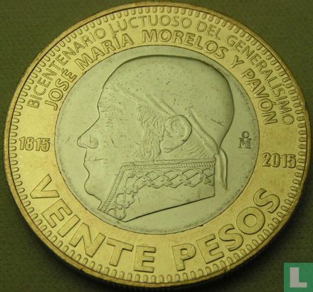 Mexiko 20 Peso 2015 "200th anniversary Death of José María Morelos y Pavón" - Bild 1