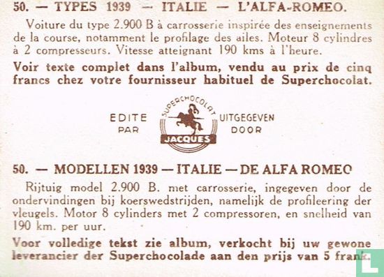 Modellen 1939 - Italië - de Alfa Romeo" - Image 2