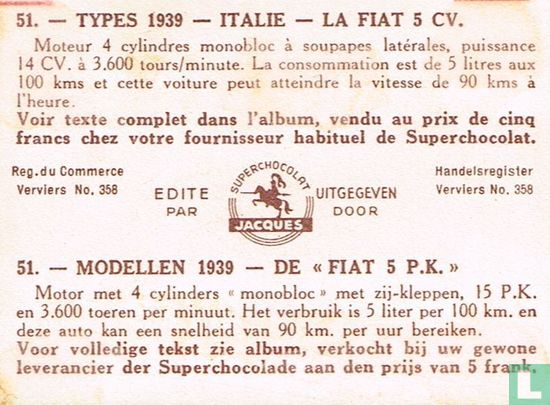 Modellen 1939 - de "Fiat 5 P.K." - Afbeelding 2