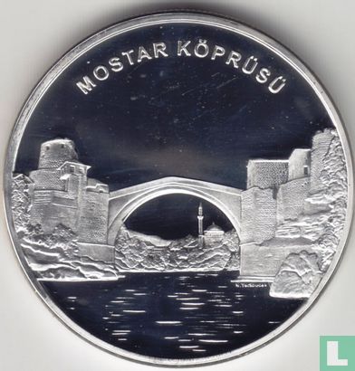 Turquie 20 yeni türk lirasi 2005 (PROOF - Different die) "Mostar Bridge" - Image 2