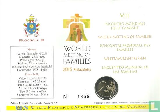 Vaticaan 2 euro 2015 (Numisbrief) "8th World Family Day in Philadelphia" - Afbeelding 2