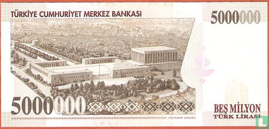 Turkije 5 Miljoen Lira 1997 (L1970) - Afbeelding 2