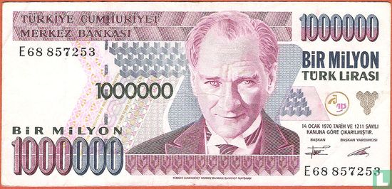 Turkey 1 Million Lira ND (1995/L1970) P209a1 - Image 1