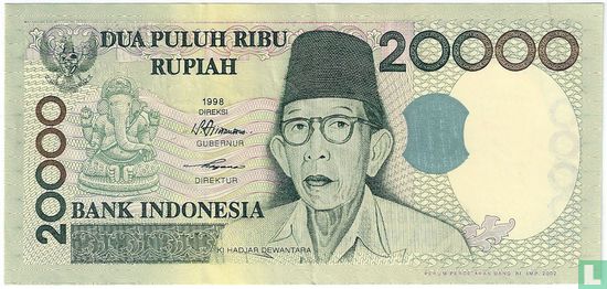Indonesia 20,000 Rupiah 2002 - Image 1
