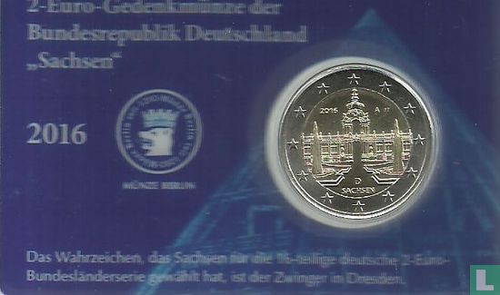 Duitsland 2 euro 2016 (coincard - A) "Sachsen" - Afbeelding 1