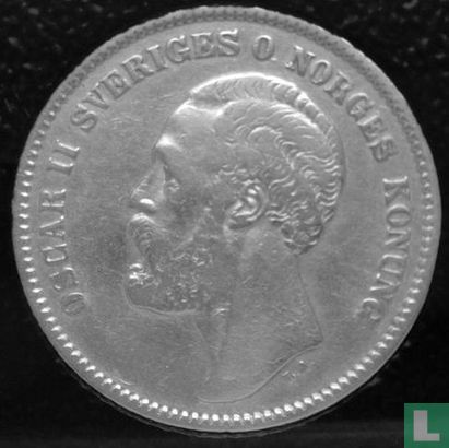 Suède 2 couronnes 1876 (Type 1) - Image 2