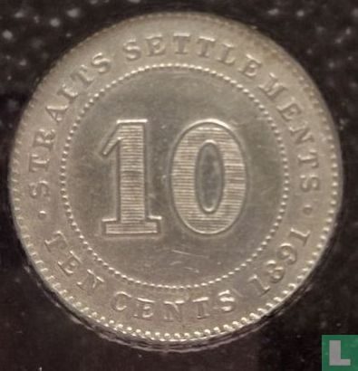 Straits Settlements 10 cents 1891 - Afbeelding 1