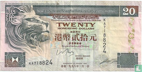 Hong Kong $ 20 1998 - Image 1
