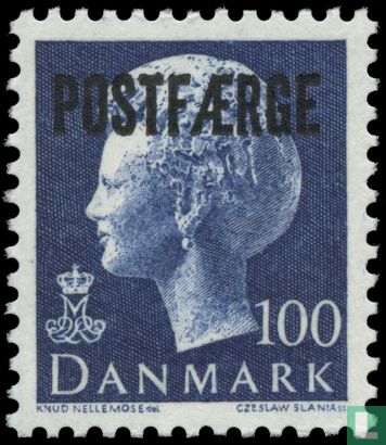 Königin Margrethe II. mit Aufdruck Postfaerge