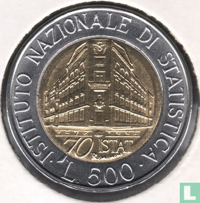 Italië 500 lire 1996 "70th anniversary Italian National Institute of Statistics" - Afbeelding 1